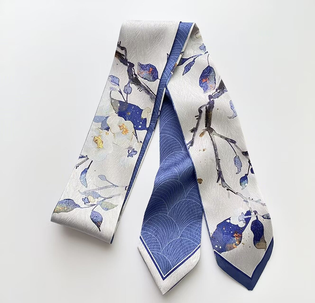 East Ancient Leaf Blue Hair Ribbon