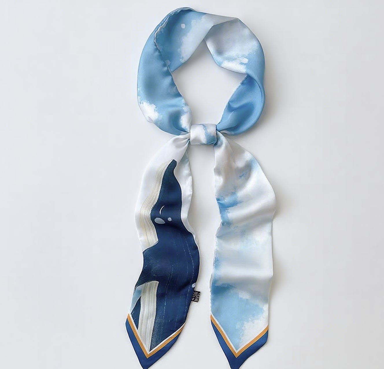 Unique Whale Blue Silk Hair Ribbon